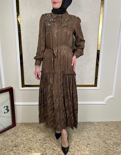 Süslemeli Jakar Elbise 3183