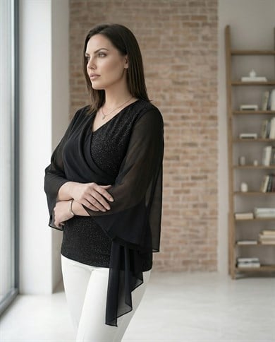Taş Aksesuarlı Abiye Bluz 3519