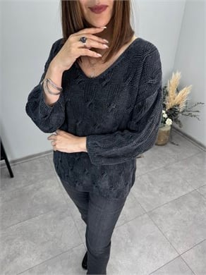 Uzun Kol Saç Örgülü Triko 3951