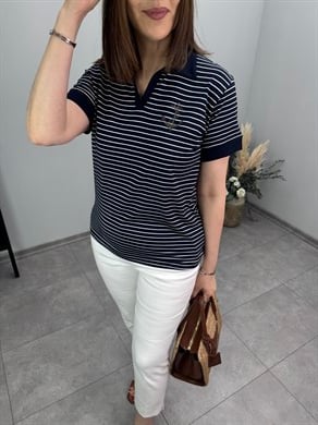 Çizgili Viscon Penye Bluz 3585