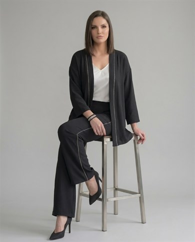 Kristal Taş Şeritli Kimono Takım 7070