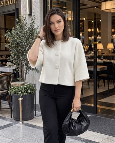 Üç Düğme Angora Hırka Ceket 3947