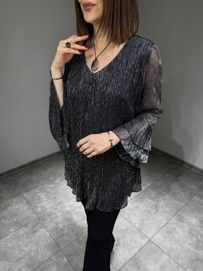 Pliseli Şifon Tasarım Tunik 3263