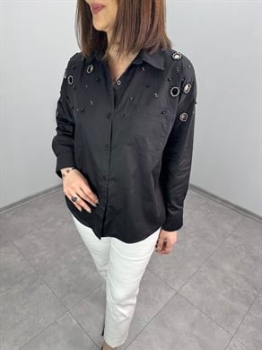 İnci Ve Taş Detaylı Tasarım Gömlek 3497