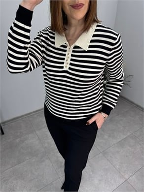 Polo Yaka Çizgili Triko 4082