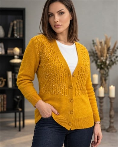 İnci Detaylı Triko Hırka 4053