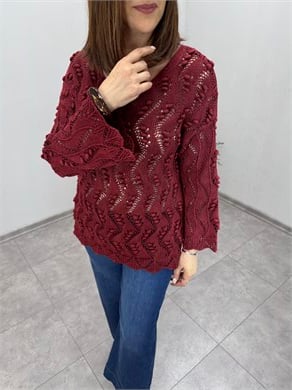 Ponpon Örgülü Ajurlu Triko 3941