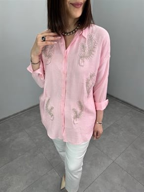 İnci Ve Kum Boncuk İşlemeli Gömlek 3421