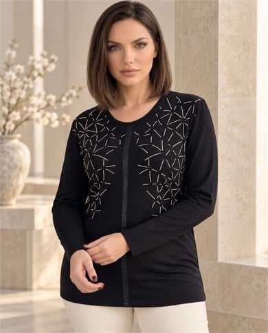 Kristal Taşlı Triko Bluz 4131
