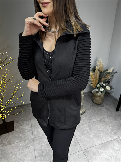 Kolları Triko Süet Ceket 2754