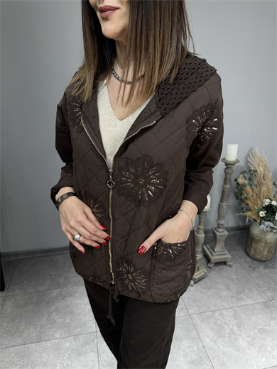 Nakışlı İthal Kapitone Mont 2622