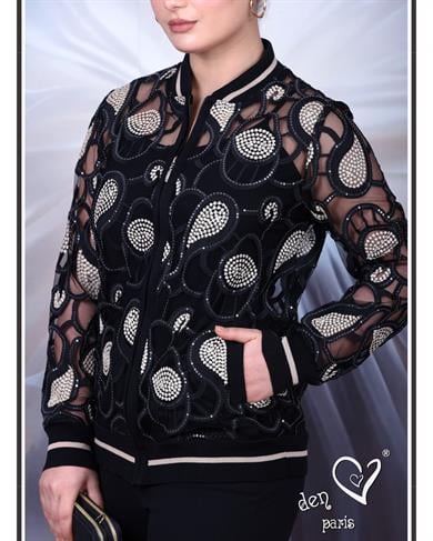 Payetli Dantel Bomber Ceket 1474