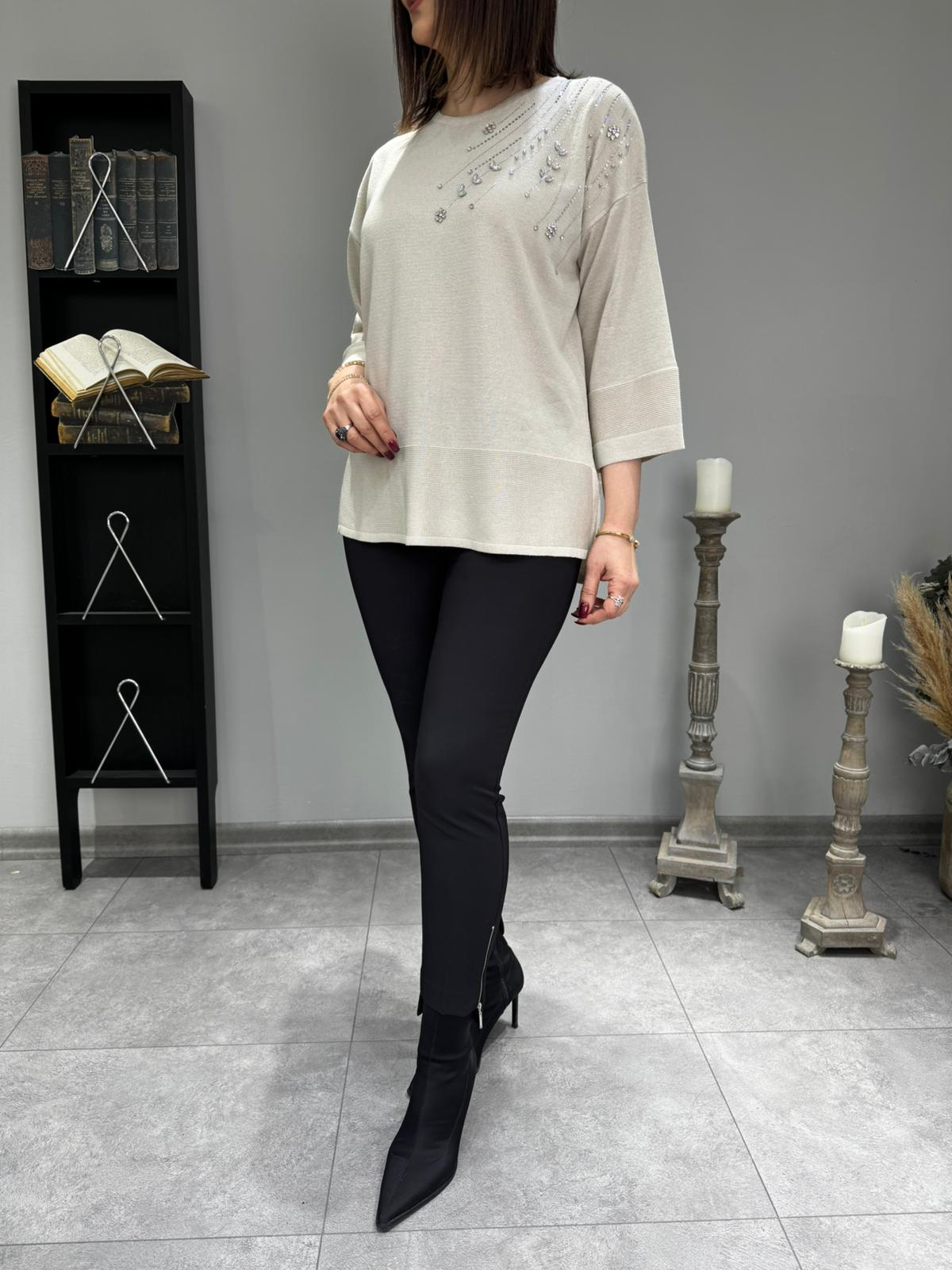 Omuzu Taşlı Simli Triko 3108 · 5