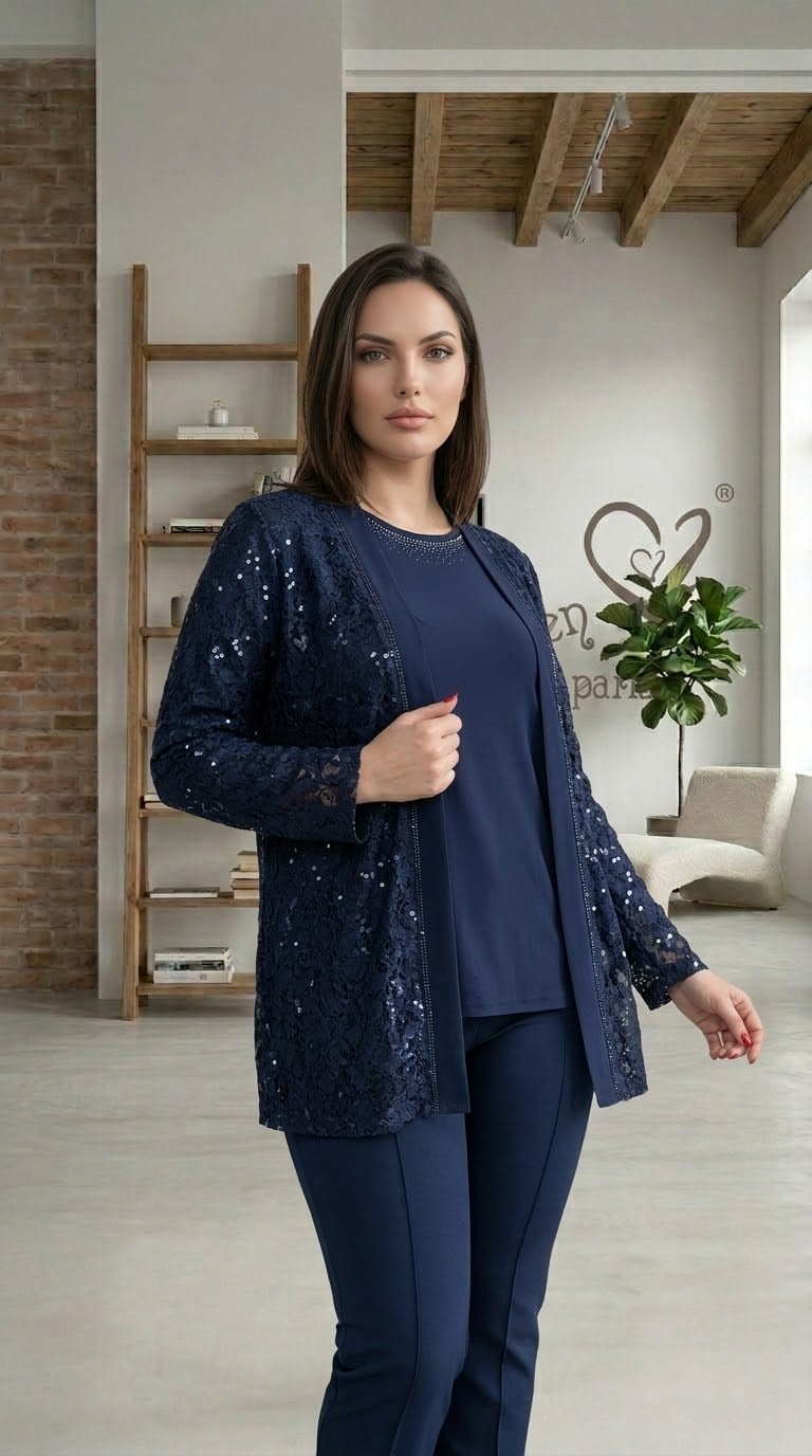 Pul Payet Dantel Ceketli Takım 3074 · 22