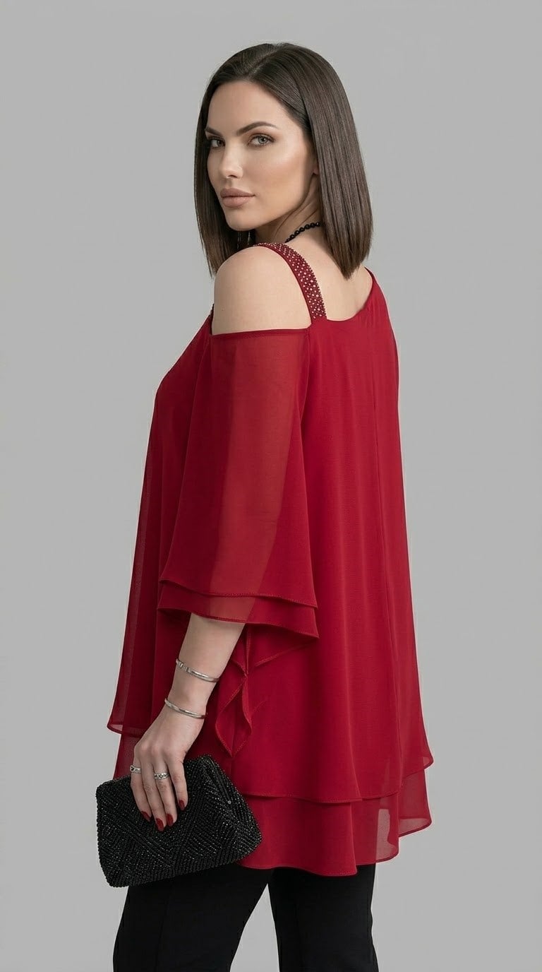 Çift Kat Tasarım Şifon Tunik 3098 · 19