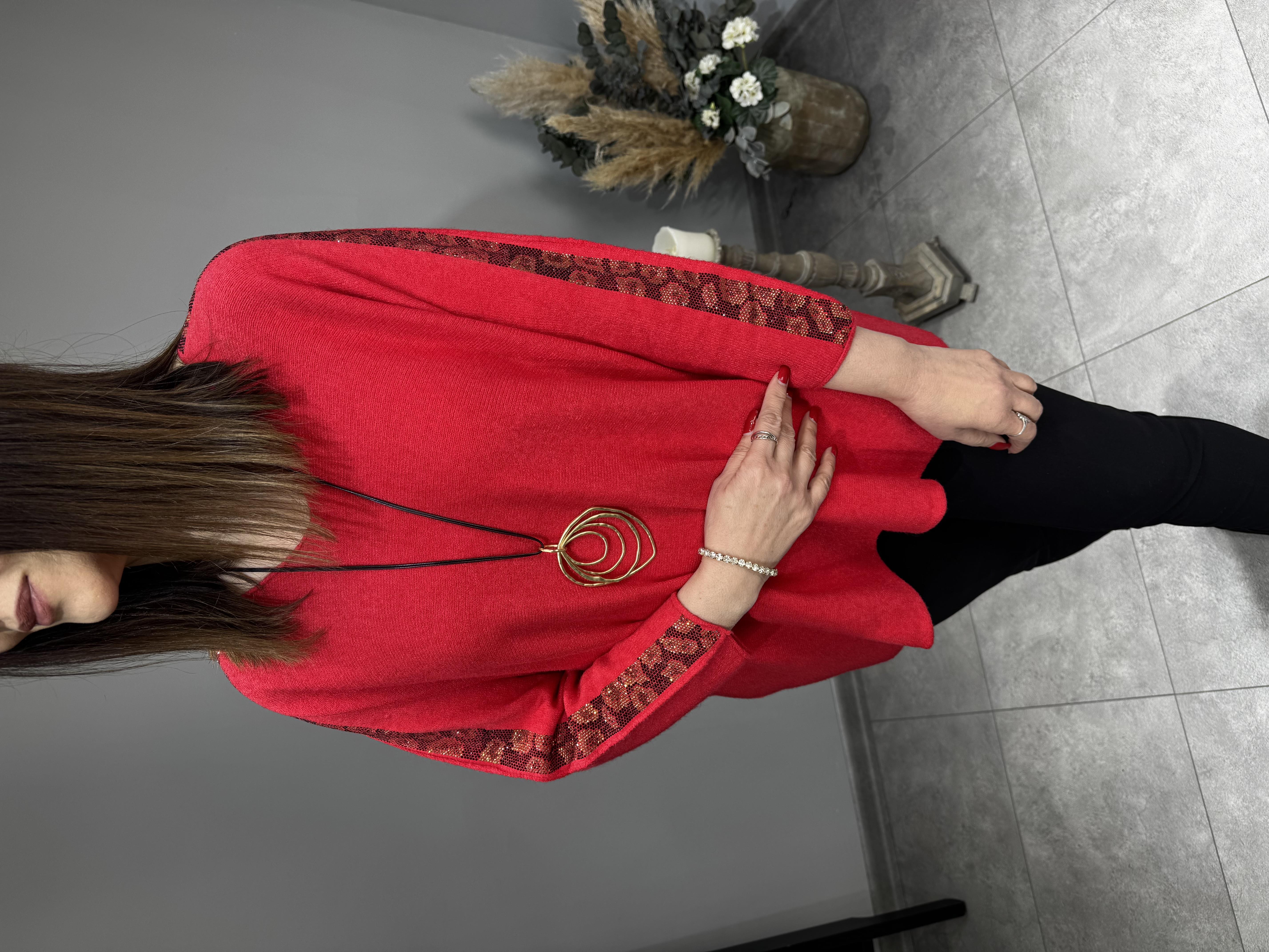 Leopar Taşlı V Yaka İthal Triko 2941 · 2