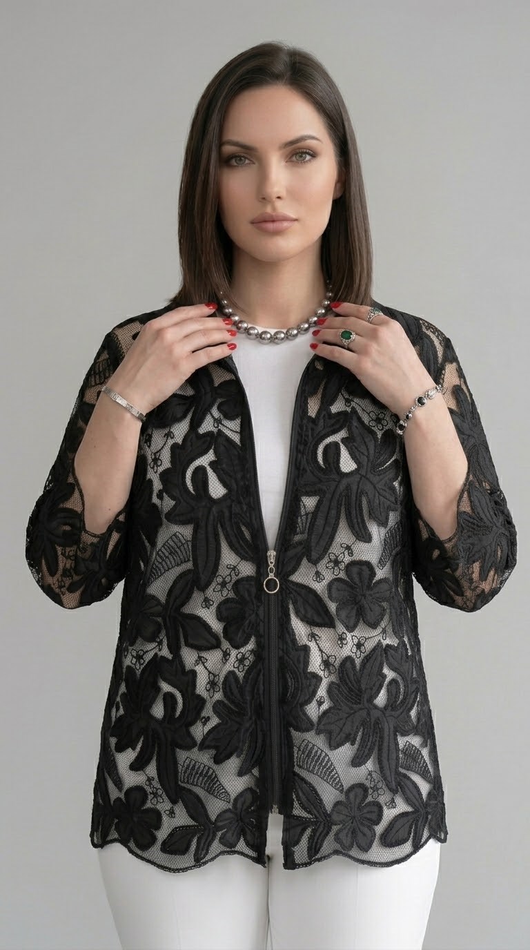 Nakışlı Dantel Ceket 3044 · 9