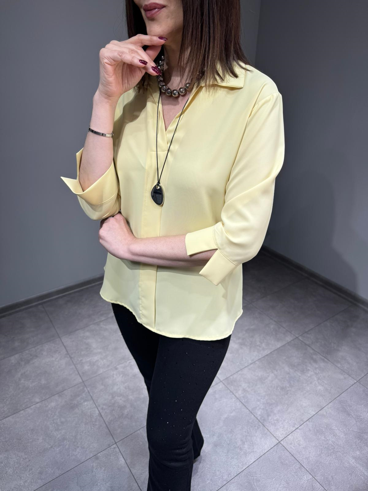 Kendinden Broşlu Bluz 7043