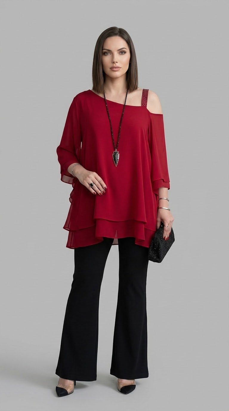 Çift Kat Tasarım Şifon Tunik 3098 · 18
