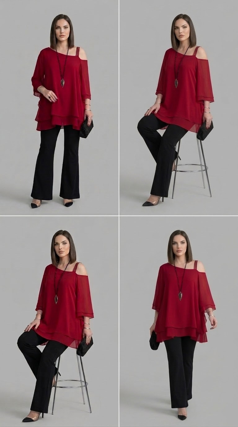 Çift Kat Tasarım Şifon Tunik 3098 · 20