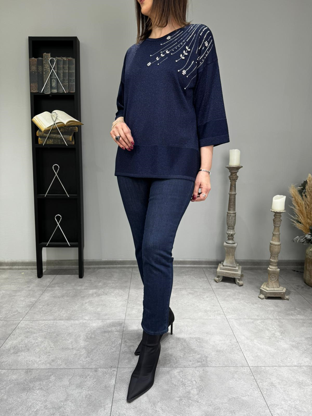Omuzu Taşlı Simli Triko 3108 · 12