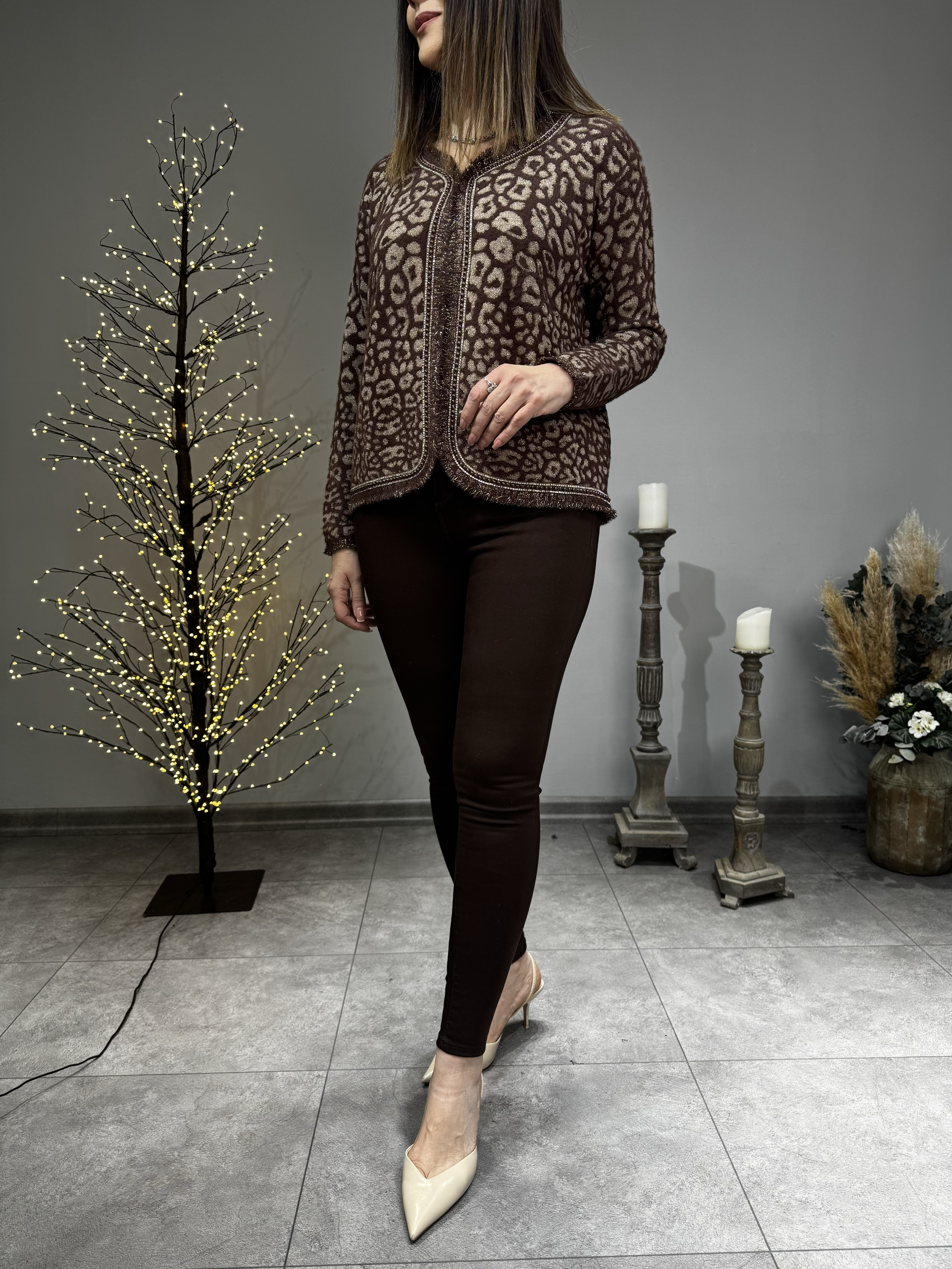 İncili Sıfır Yaka Yerli Angora Hırka Ceket 2741 · 6
