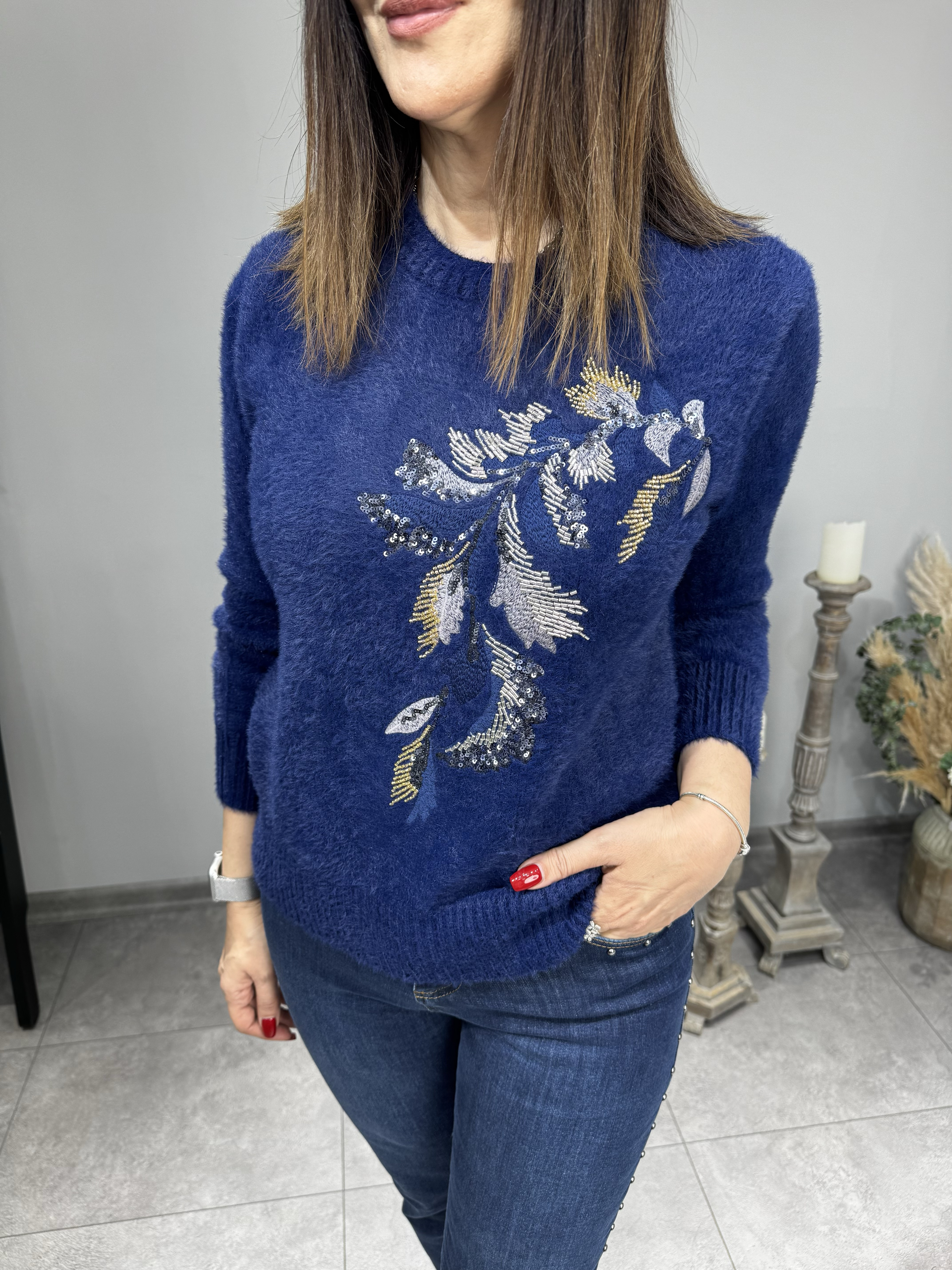 İşlemeli Yerli Angora Triko 2618 · 2