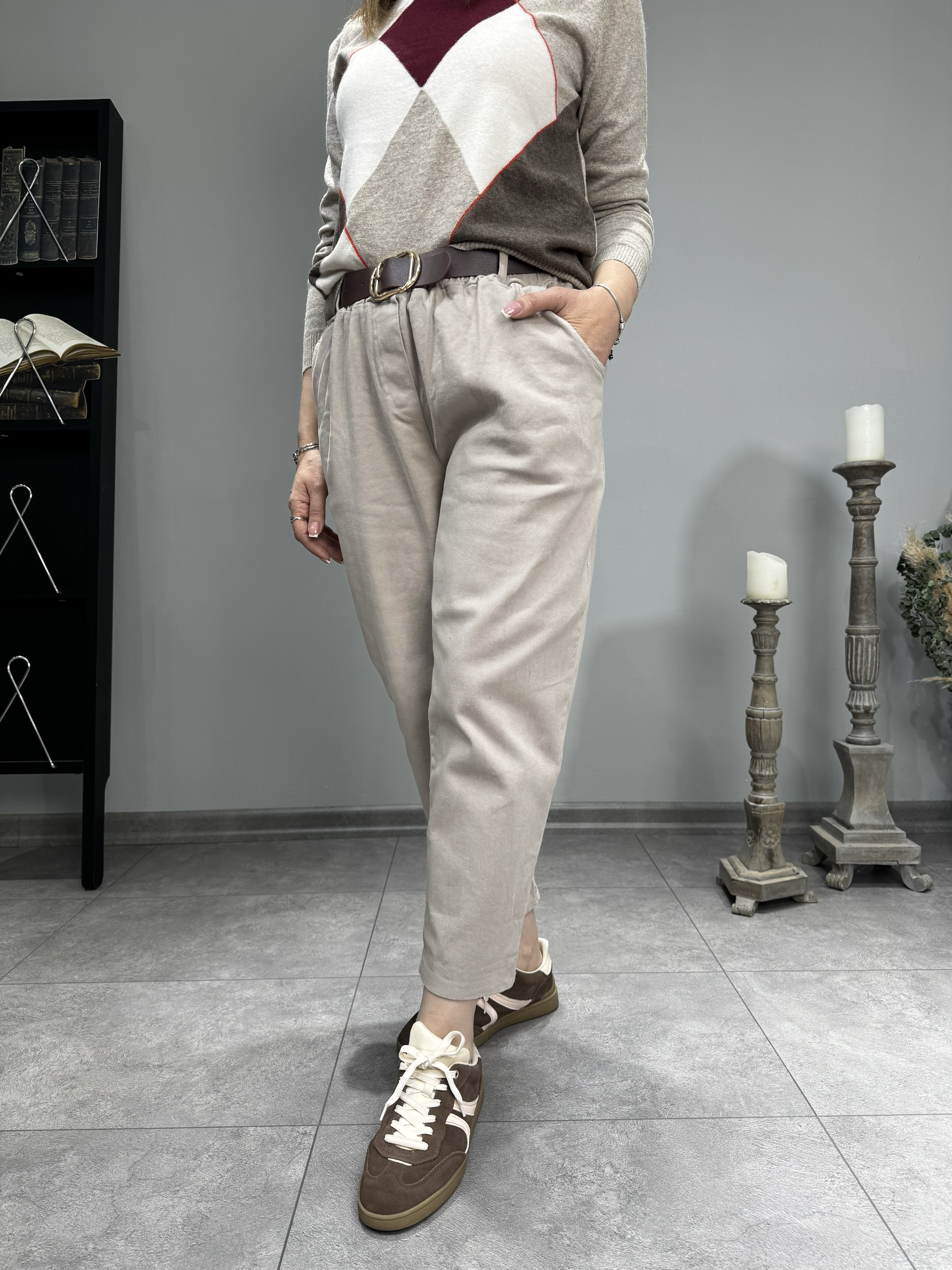 Kemerli İthal Gabardin Pantolon p2328
