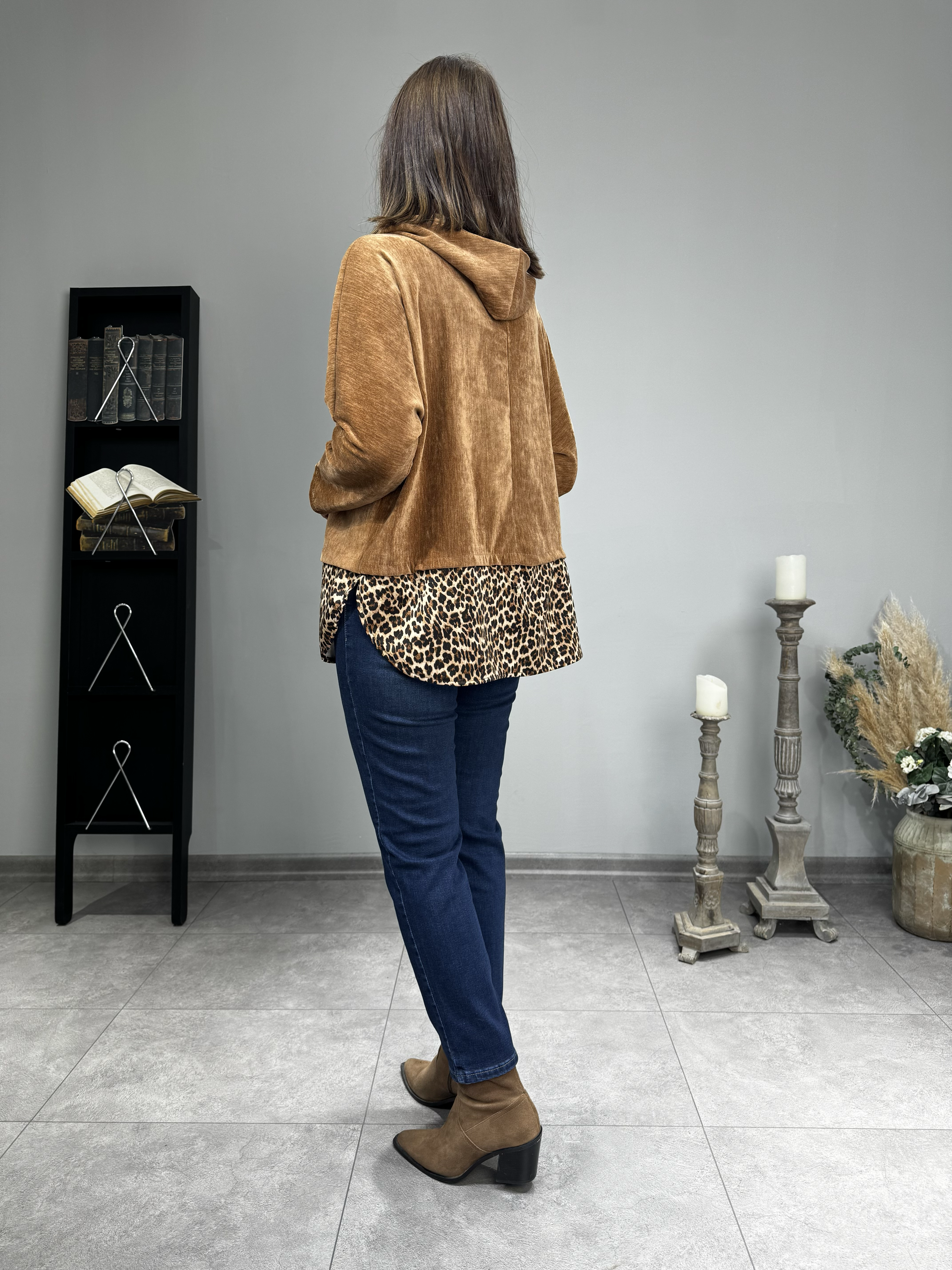 Leopar Desen İthal Kadife Sweat 2647 · 6