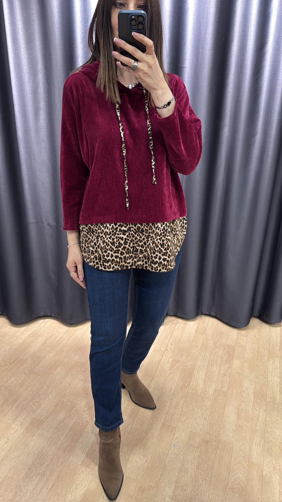 Leopar Desen İthal Kadife Sweat 2647 · 8