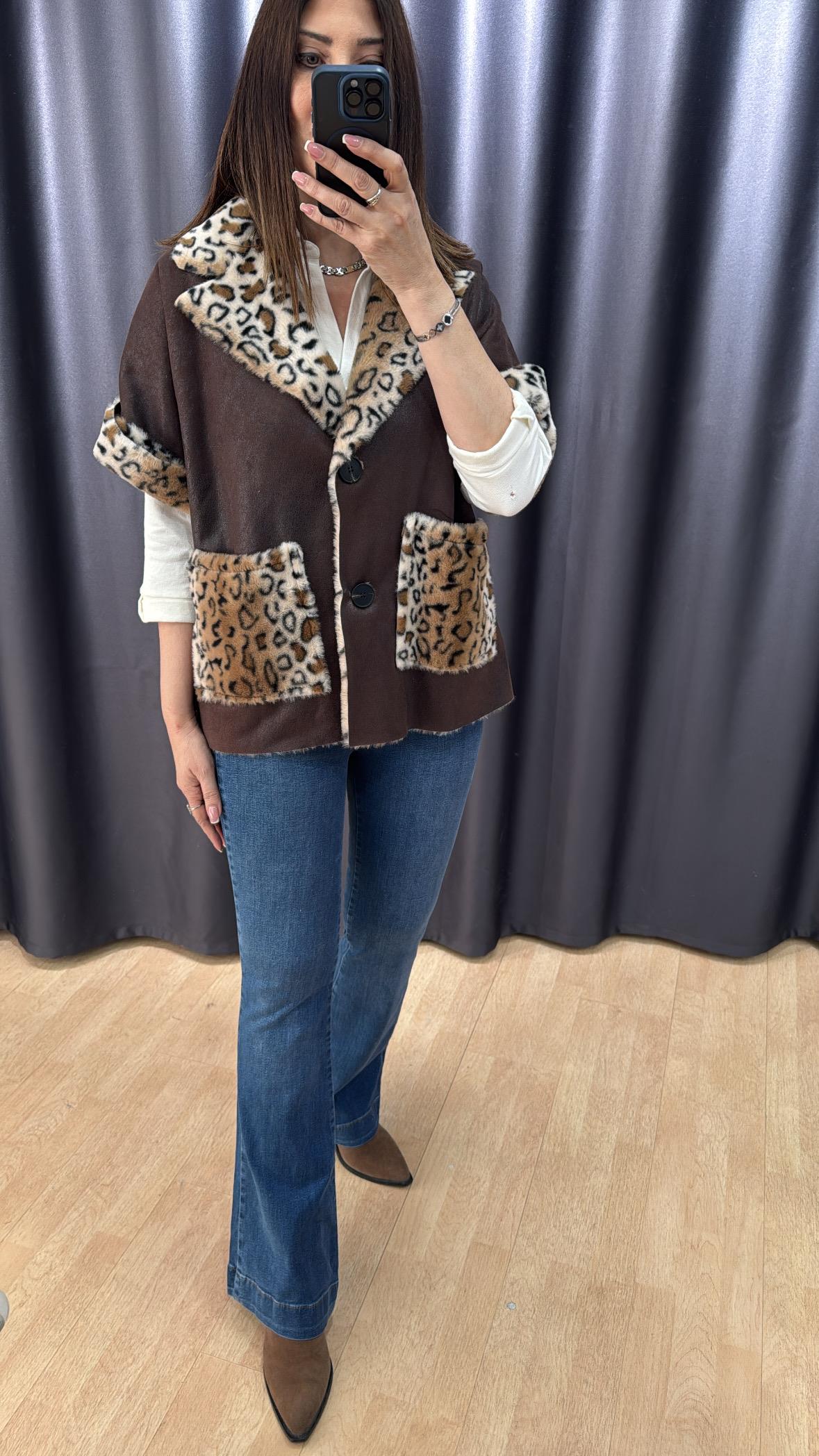 Leopar Desen İthal Nubuk Kaban 2674