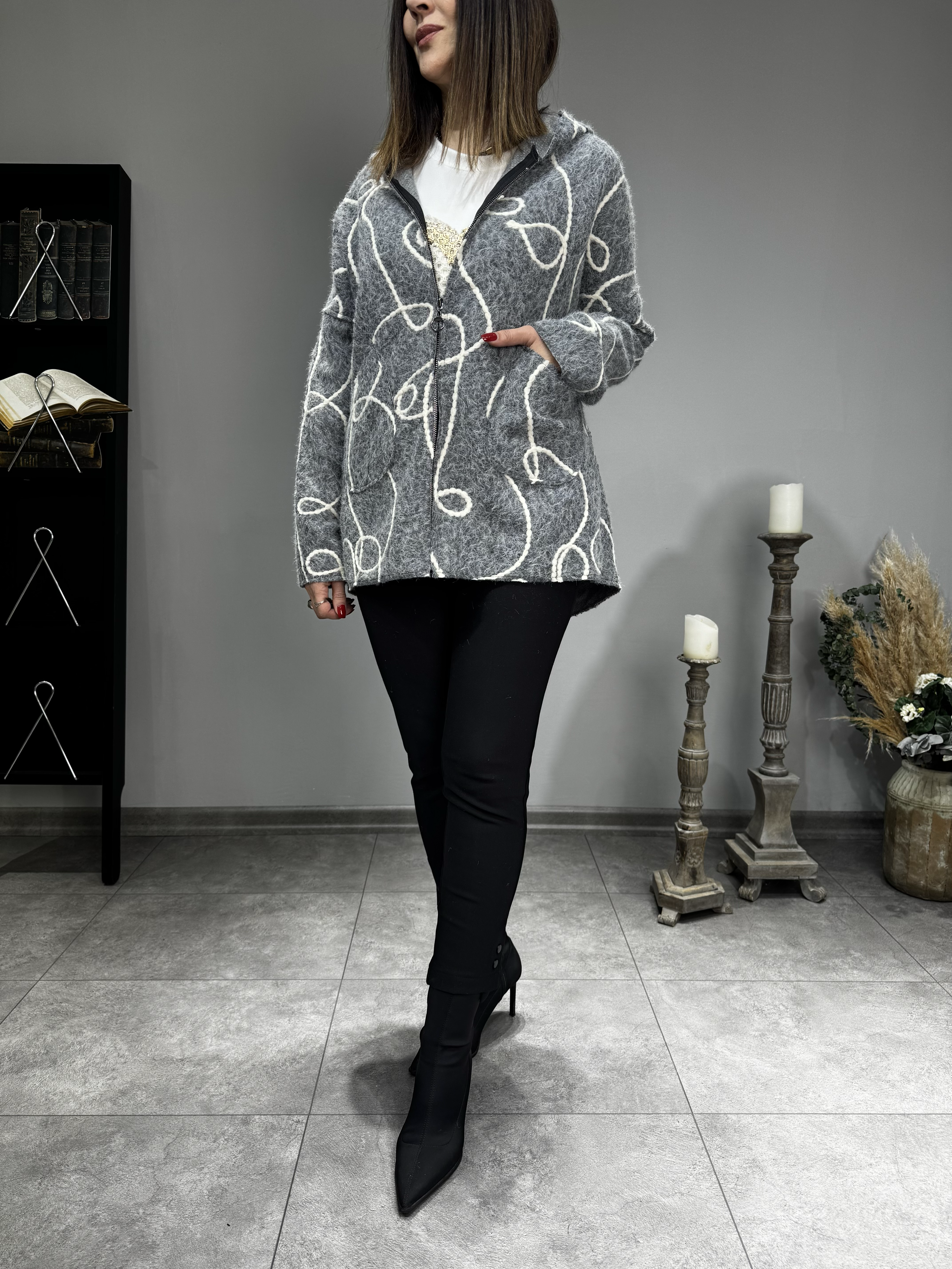 Rafya Desen Keçe İthal Hırka Ceket 2625 · 5