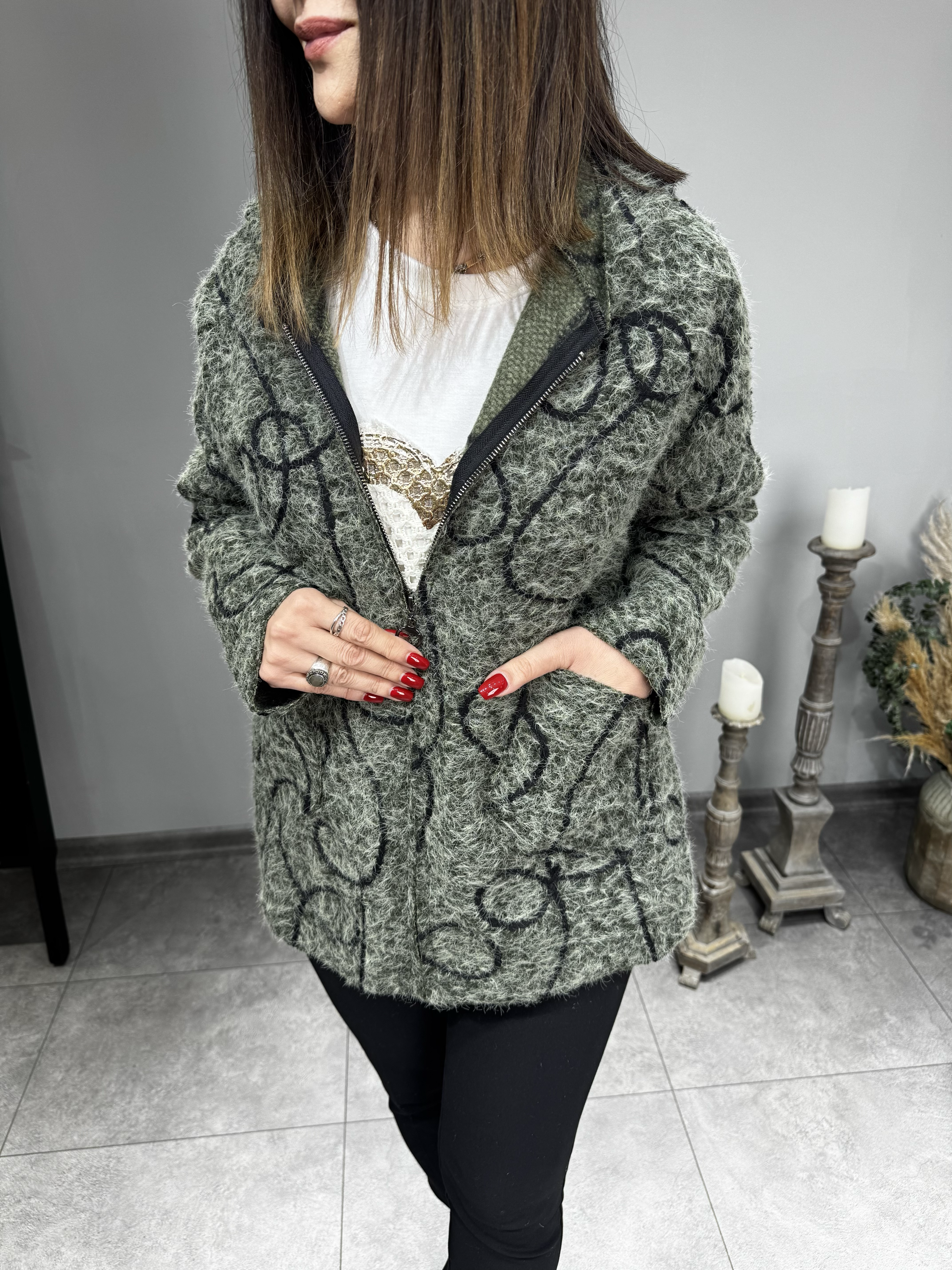 Rafya Desen Keçe İthal Hırka Ceket 2625 · 3