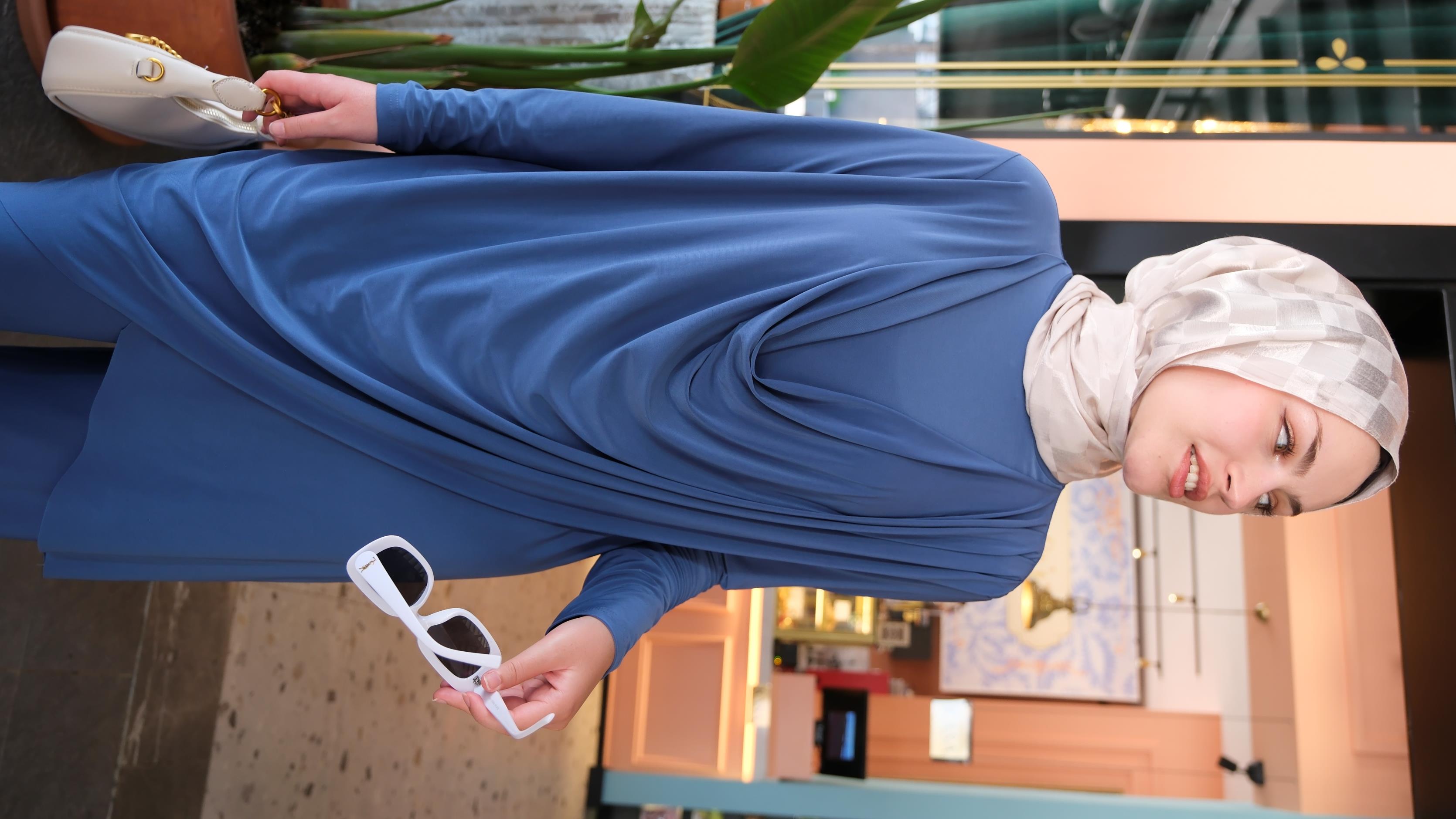 Asimetrik Drapeli Sandy İndigo Mavi Takım Guardian