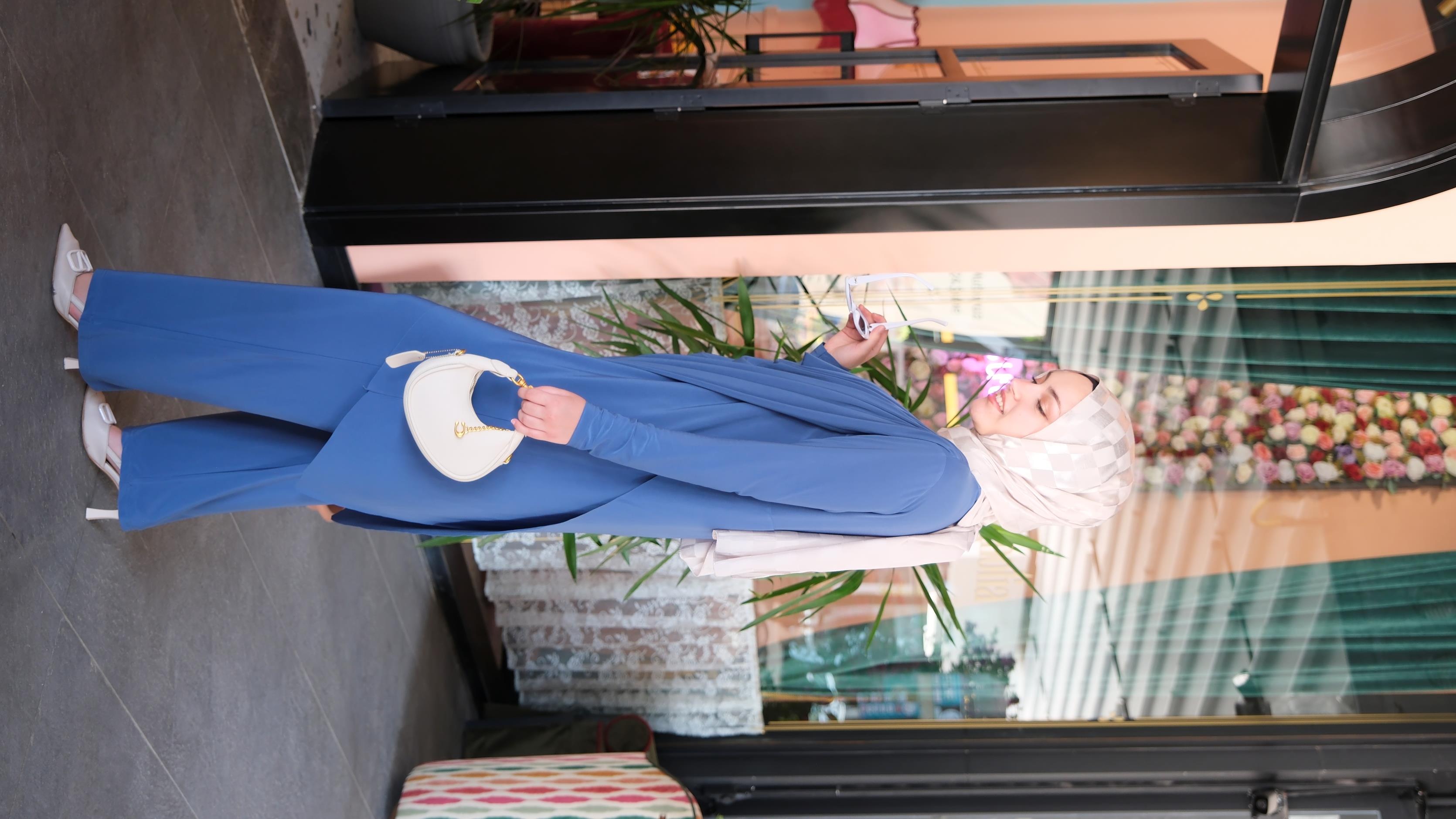 Asimetrik Drapeli Sandy İndigo Mavi Takım Guardian