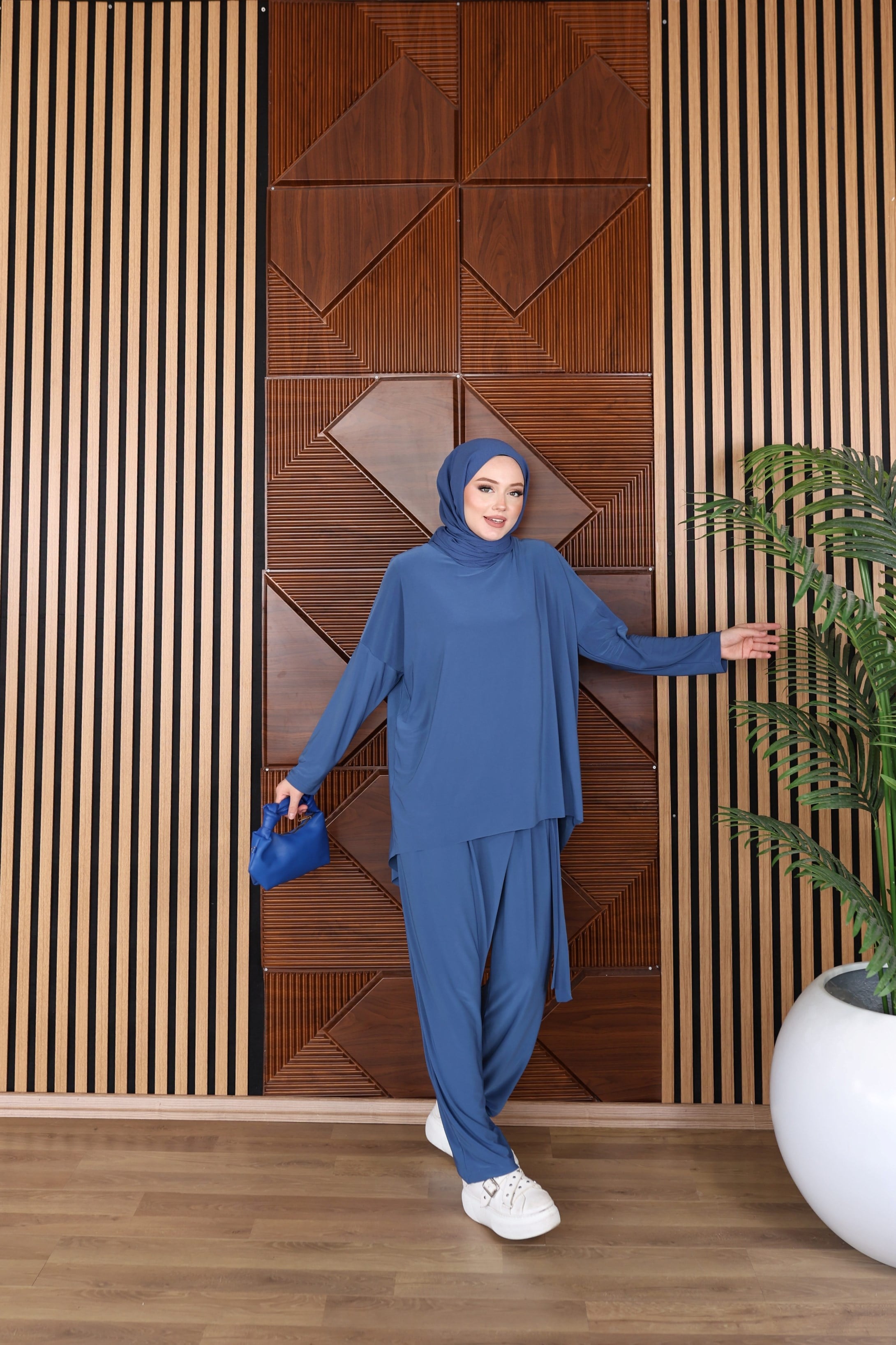 Astra Sandy Şalvar Tunik İkili Takım İndigo