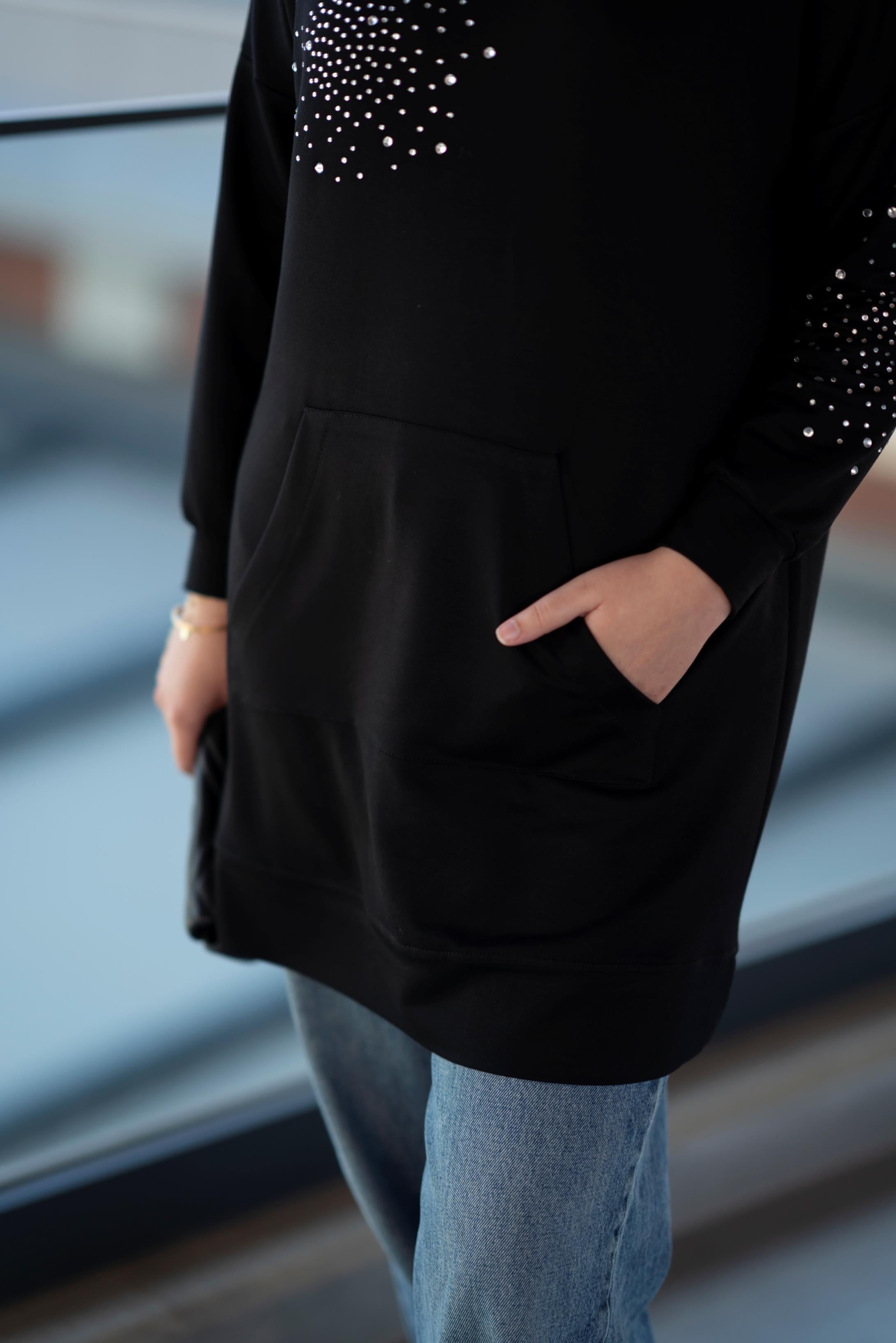 Latera Taş Detaylı Sweat Siyah