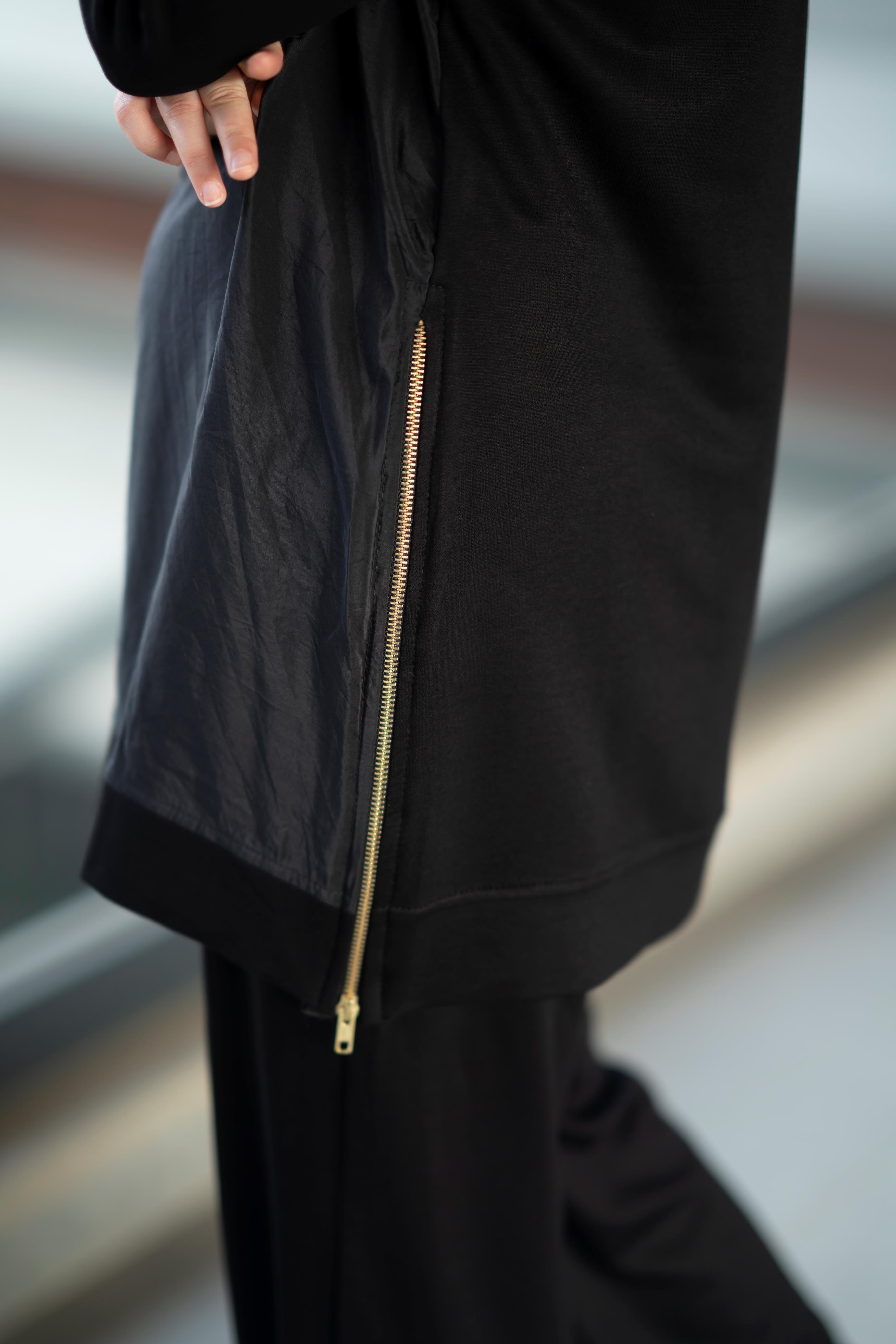 Qupra Kumaş Bambu Penye Siyah İkili Takım Noor