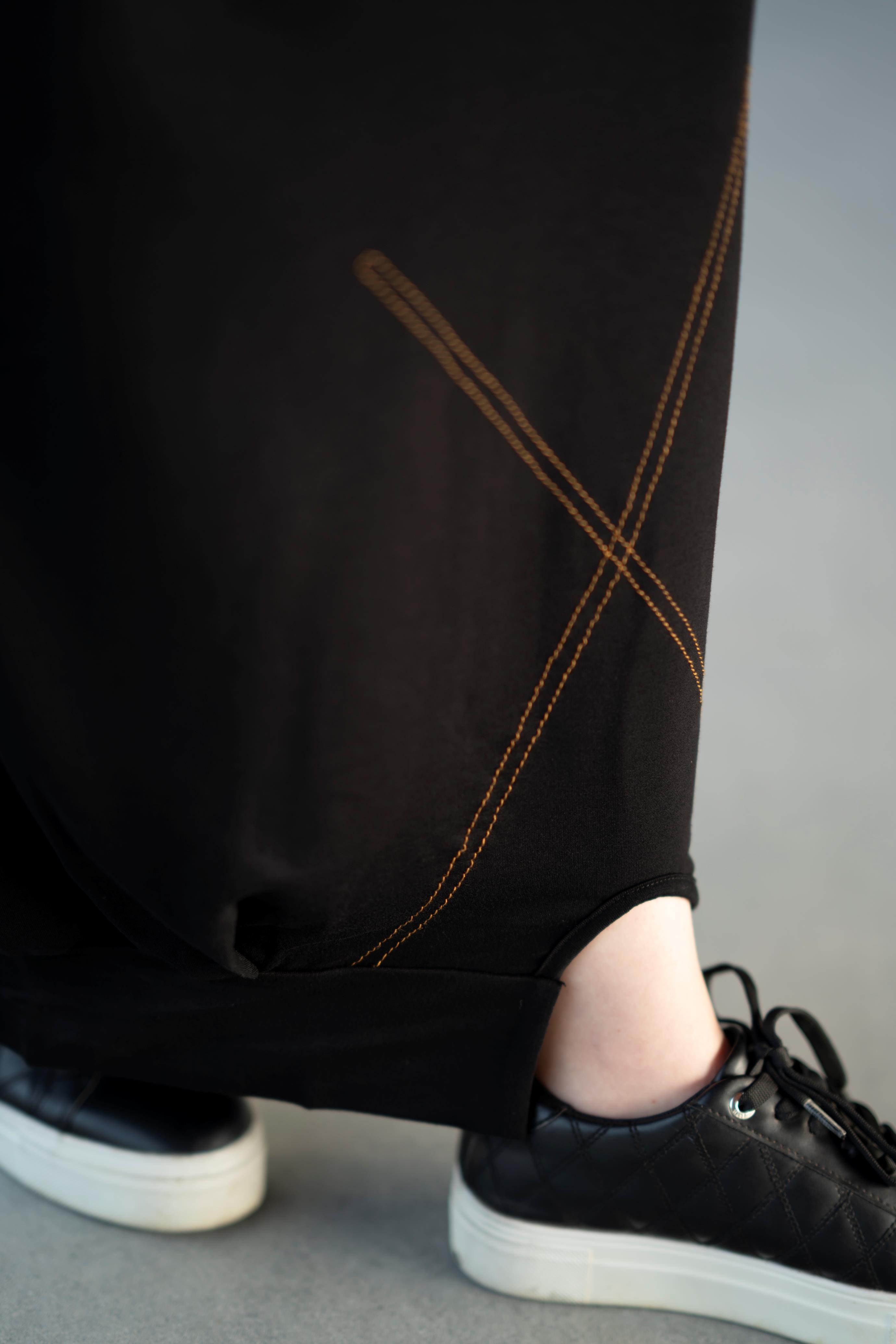 Şalvar Görünümlü Bambu İki İplik Siyah Elbise Dixie