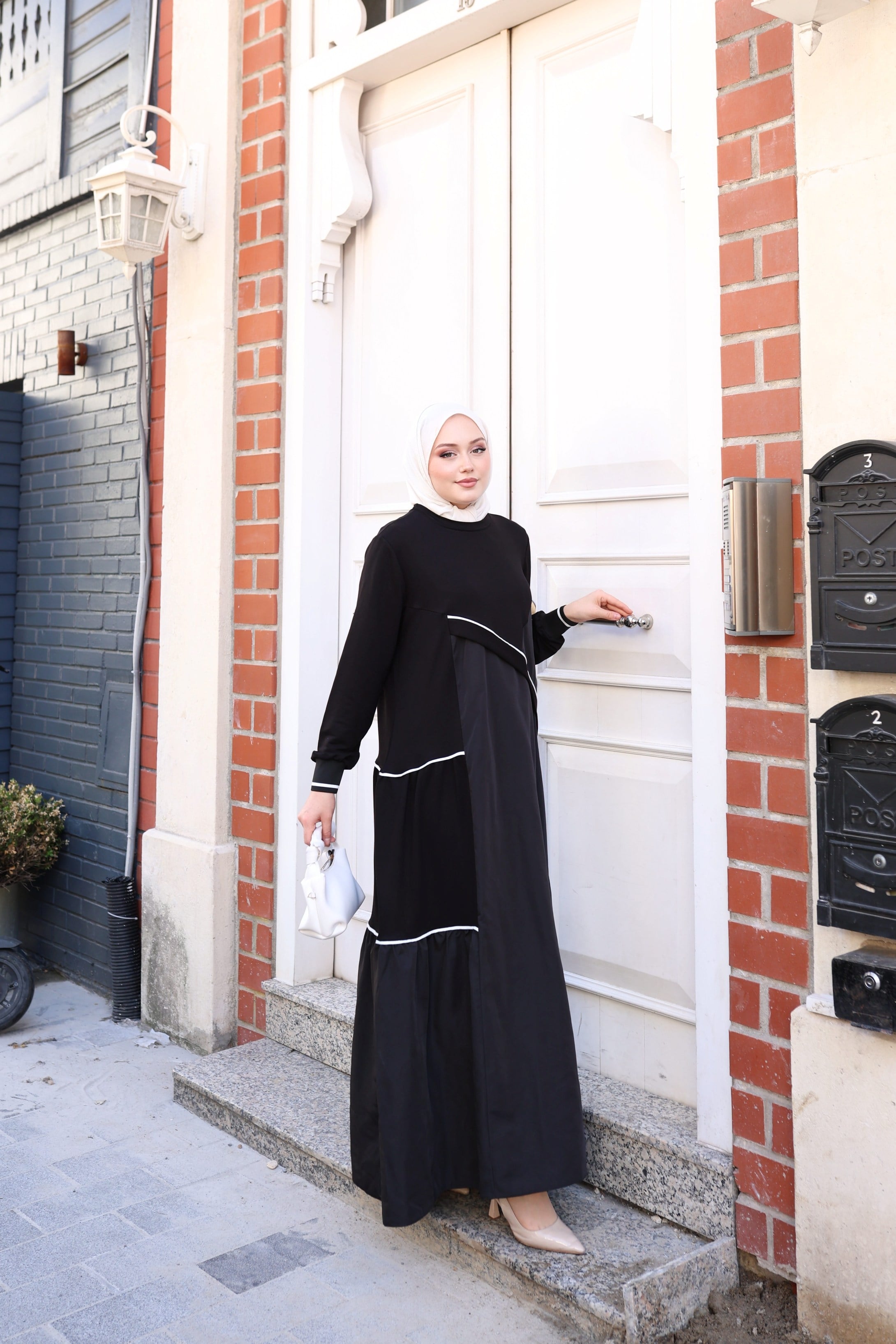 Selin Elbise Ribana Detaylı Bambu Kumaş