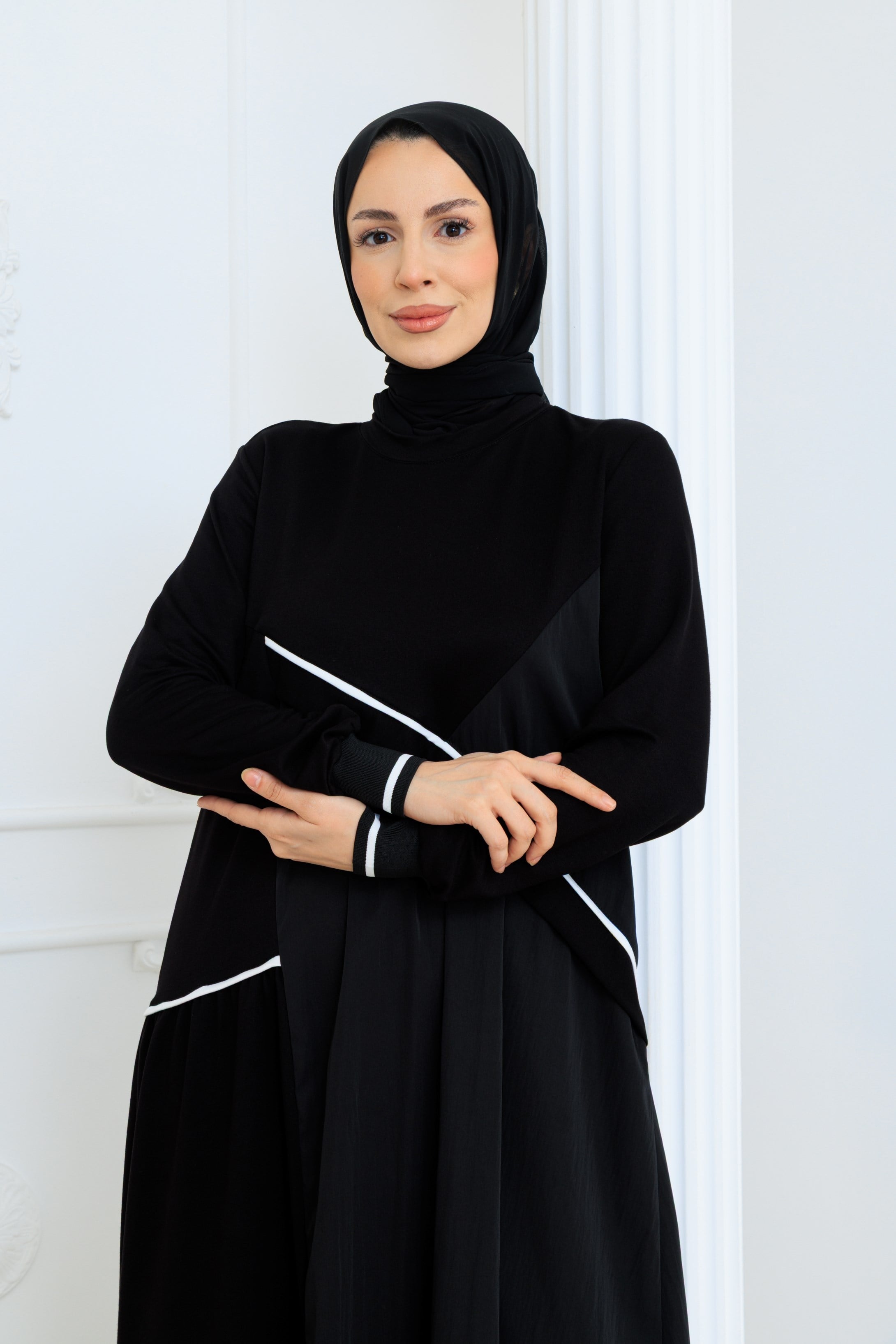Selin Elbise Ribana Detaylı Bambu Kumaş