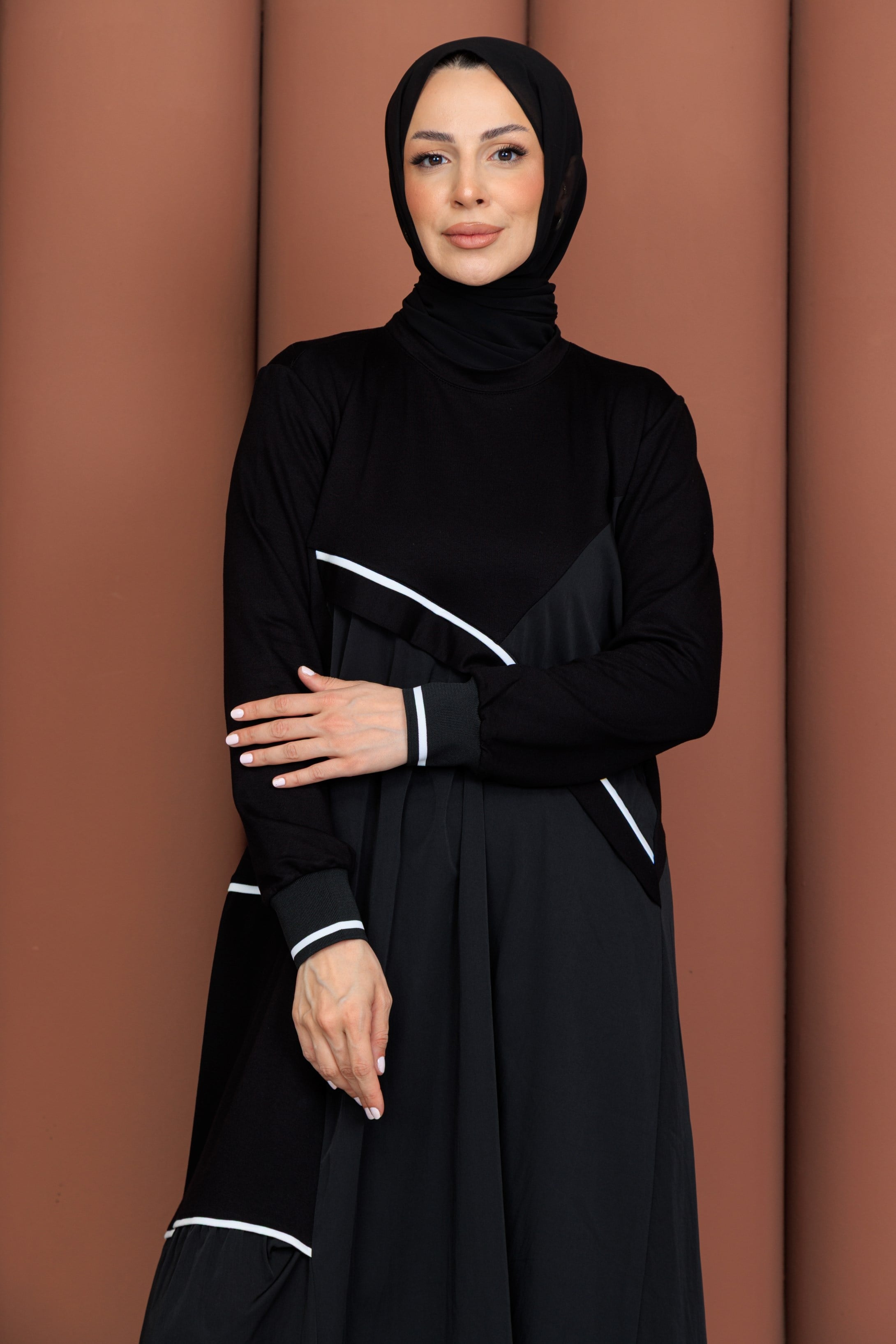 Selin Elbise Ribana Detaylı Bambu Kumaş