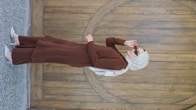 Aerobin Rahat Kalıp Kahve Tesettür Takım Naino