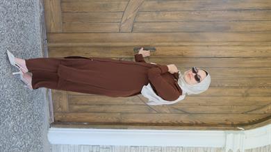 Aerobin Rahat Kalıp Kahve Tesettür Takım Naino