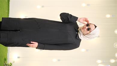 Aerobin Rahat Kalıp Siyah Tesettür Takım Naino