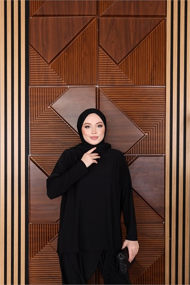 Astra Sandy Şalvar Tunik İkili Takım Siyah