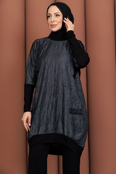 Crush Pamuk Penye Antrasit Takım Hazel