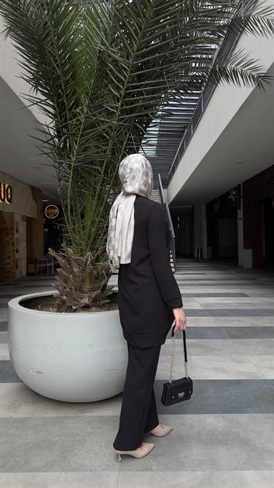 Düğme Detaylı Tunik Pantolon Siyah İkili Takım Beyond
