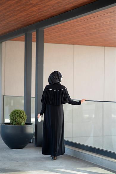 İnci Pilise Detaylı Sandy Siyah Elbise Costa