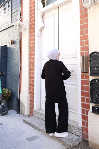 İnci ve Fırfır Detaylı Rahat Bambu İki İplik İkili Takım Ruffle